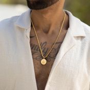 Collier Croix Superposé avec Prénom pour Homme - Plaqué Or 18ct