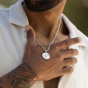 Layered Cross Men Name Necklace [Silver]