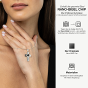 Gravierte Kreuz Halskette mit Nano Bibel [Sterlingsilber]
