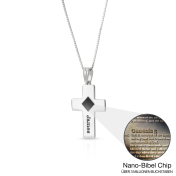 Gravierte Kreuz Halskette mit Nano Bibel [Sterlingsilber]