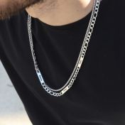 Figaro Kette für Herren mit Gravur - Edelstahl