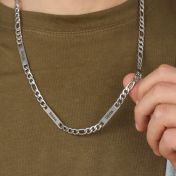 Figaro Kette für Herren mit Gravur - Edelstahl