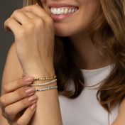 Mia Tennis Engraved Bracelet with Diamonds [Sterling Silver]