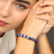 Armband aus Lapislazuli mit Gravur für Damen [Silber]