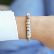 Bracelet Jaspe Picasso Avec Prénoms pour Femme [Argent 925]