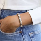 Bracelet Jaspe Picasso Avec Prénoms pour Femme [Argent 925]