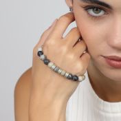 Bracelet Jaspe Picasso Avec Prénoms pour Femme [Argent 925]