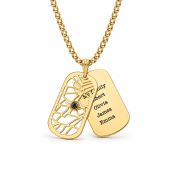 Dog Tag Halskette mit Karte und Gravur für Herren [750er vergoldet]