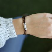 Familienkreis Armband mit Gravur für Damen - Sterlingsilber [Cremefarbenes Leder]