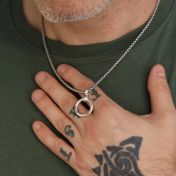 Collana Cerchio dell'Eternità da Uomo con Incisione - Argento 925