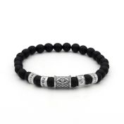 Black Onyx Evil Eye Women Name Bracelet - White Stone [Sterling Silver]
