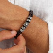 Bracciale Malocchio con Nome - Pelle Vera Marrone [Argento 925]