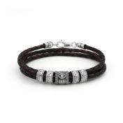 Bracciale Malocchio con Nome - Pelle Vera Marrone [Argento 925]