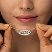 Diamond Evil Eye Map Necklace [Sterling Silver]