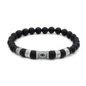 Nazar Auge Herrenarmband aus schwarzem Onyx mit Gravur