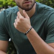 Nazar Auge Herrenarmband aus schwarzem Onyx mit Gravur