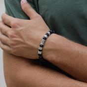 Nazar Auge Herrenarmband aus schwarzem Onyx mit Gravur