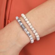 Howlite Evil Eye Women Name Bracelet With Diamond [Sterling Silver]