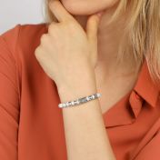 Pulsera con Nombres de Howlita Protectora para Mujeres - Piedra Blanca [Plata de Ley]