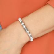 Pulsera con Nombres de Howlita Protectora para Mujeres - Piedra Blanca [Plata de Ley]