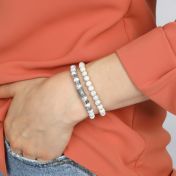 Pulsera con Nombres de Howlita Protectora para Mujeres - Piedra Blanca [Plata de Ley]