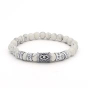 Pulsera con Nombres de Howlita Protectora para Mujeres - Piedra Blanca [Plata de Ley]