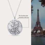 Precious Spot Engraved Map Necklace [14 Karat White Gold]