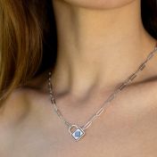 Faith Lock Link Chain Necklace with Nano Bible [Sterling Silver]