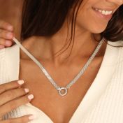 Familie Kring Visgraat Naam Ketting [Sterling Zilver]