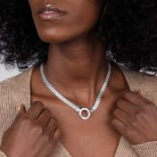 Familie Kring Visgraat Naam Ketting [Sterling Zilver]