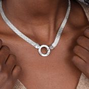 Familie Kring Visgraat Naam Ketting [Sterling Zilver]