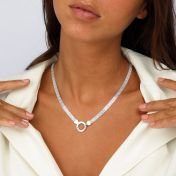 Familie Kring Visgraat Naam Ketting [Sterling Zilver]