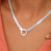 Familie Kring Visgraat Naam Ketting [Sterling Zilver]