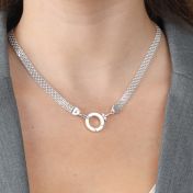 Emma Circle Milanese Chain Necklace [Sterling Silver] - with Name Charms