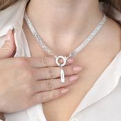 Emma Circle Milanese Chain Necklace [Sterling Silver] - with Name Charms