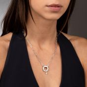 Family Circle Link Chain Name Necklace with 0.3ct Diamond [Sterling Silver]