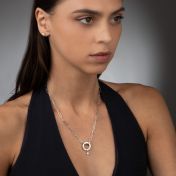 Family Circle Link Chain Name Necklace with 0.5ct Diamond [Sterling Silver]