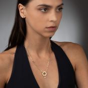 Family Circle Link Chain Name Necklace with 0.3ct Diamond [14 Karat Gold]