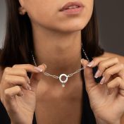 Family Circle Link Chain Name Necklace with 0.5ct Diamond [Sterling Silver]