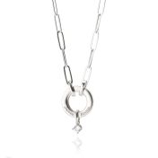 Family Circle Link Chain Name Necklace with 0.5ct Diamond [Sterling Silver]