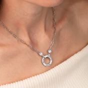 Family Circle Link Chain Name Necklace with Diamonds [Silver]