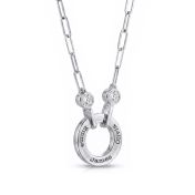 Family Circle Link Chain Name Necklace with Diamonds [Silver]