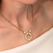 Family Circle Link Chain Name Necklace with Diamonds [18K Gold Plated]