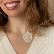 Family Circle Map Necklace with Names [14 Karat White Gold]