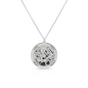 Family Circle Silhouette Map Necklace with Names [Sterling Silver]