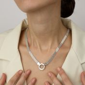 Familie Kring Visgraat Naam Ketting [Sterling Zilver]