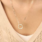 Familie Cirkel Schakel Ketting met Naam [18K Goud Vermeil]