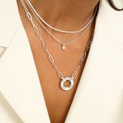 Collier Trombone Cercle de Famille avec Prénoms [Argent 925]