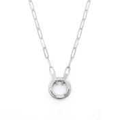 Collar Personalizado de Cadena de Eslabones Círculo Familiar con Diamante [Plata de Ley]