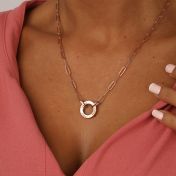 Family Circle Link Chain Name Necklace [18K Rose Gold Plated]